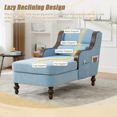 UNITED WE WIN Oversized Chaise Lounge Indoor,Fabric Single Sofa Bed with Wide Seat,Upholstered Lazy Sleeper Armchair,Reading Couch Set for Living Room,Bedroom