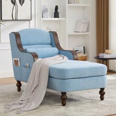 UNITED WE WIN Oversized Chaise Lounge Indoor,Fabric Single Sofa Bed with Wide Seat,Upholstered Lazy Sleeper Armchair,Reading Couch Set for Living Room,Bedroom
