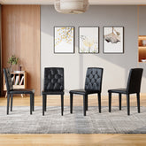 4-pack black PU dining chairs: ergonomic buckle backrest, 35 inches high, black metal legs,Combines Comfort and Texture.Perfectly suitable for family dining rooms, hotel banquet halls,etc.