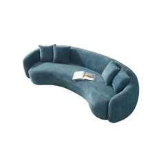 102'' Boucle Sofa Modern Sectional Half Moon Leisure Couch Curved Sofa Teddy Fleece Velet Blue