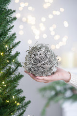 D4.5" Iced Leaf/Twig Ball, Decorative Hanging Ball Christmas Tree Ornaments for Holiday Party Decorations, Set of 4