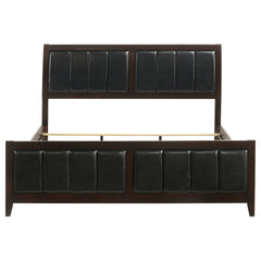Teste Cappuccino and Black Upholstered Eastern King Panel Bed