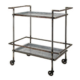 30.7x17.1x34.6" Percy Galvanized Metal Bar Cart in Gray & Black