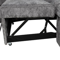 112.2" Sectional Sofa Pull-out Sofa Bed Sleeper with a Storage Ottoman,Three Pillows and Charging Devices for Living Room, Grey