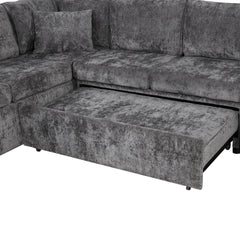 112.2" Sectional Sofa Pull-out Sofa Bed Sleeper with a Storage Ottoman,Three Pillows and Charging Devices for Living Room, Grey