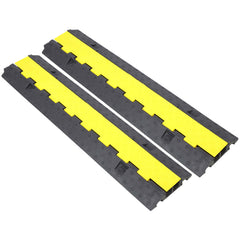 Cable Protector Ramp, 2 Channels Speed Bump Hump, Rubber Modular Speed Bump Rated 5500 LBS Load Capacity, Protective Wire Cord Ramp Driveway Rubber Traffic Speed Bumps Cable Protector,2 Packs