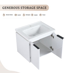 60 Inch Soft Close Doors Bathroom Vanity With Sink, and A Small Storage Shelves,BVC07460WHLTK