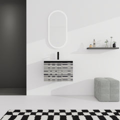 24'' Floating Wall-Mounted Bathroom Vanity With Ceramics Sink & Soft-Close Cabinet Door, KD-Package
