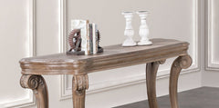 1pc Sofa Table Transitional Style Large Open Shelf Scroll Legs Dentil Moldings Oak Finish Coffee Table-Not Included