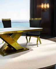 Glam Style 2pc Side Chair Black Finish Gold Legs Tiger Printed Upholstered Seat Dining Room