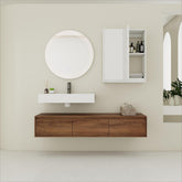 60 inch Wall-Mounted Bathroom Vanity with Resin Sink and 2-Side Cabinet,3-Soft Close Drawer,Float Mounting Design