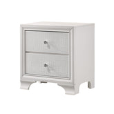 Nightstand with Textured Pattern and 2 Drawers, White