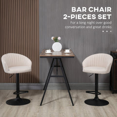 HOMCOM Adjustable Swivel Bar Stools Set of 2, Linen Touch Fabric, Beige
