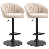 HOMCOM Adjustable Swivel Bar Stools Set of 2, Linen Touch Fabric, Beige