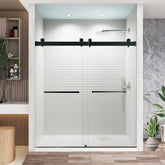 56-60*76 INCH Glass Door,Shower Door ,(10mm) Thick SGCC Tempered Glass Door For Bathroom + Stainless Steel--Matte Black