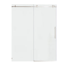 56-60"W x 76"H Frameless Shower Door, Sliding Shower Door, with Premium 5/16"(8mm)Thick Tempered Glass Shower Enclosure , Brushed Nickel With Buffer, kd