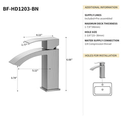 Bothwa Home 6.68" CUPC Certified Single Handle Bathroom Sink Faucet (Brushed Nickel Finish)