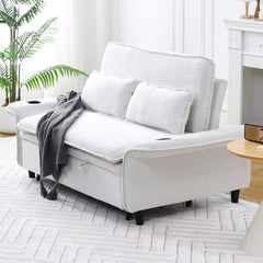 65.74-inch beige letter striped fabric multi-functional sofa bed, suitable for bedrooms and living rooms. The armrests and backrests are adjustable.