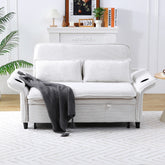 65.74-inch beige letter striped fabric multi-functional sofa bed, suitable for bedrooms and living rooms. The armrests and backrests are adjustable.