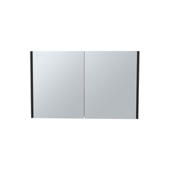 Bouti 19.7" H x 31.5" W Double Door Mirror Medicine Cabinet, Three interior Shelves for Bathroom, Kitchen Black