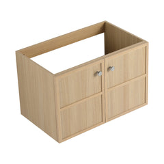 30" Wall-Mounted Bathroom Vanity, 2-Soft Closing Door, Oak, Plywood (Excluding Sink)