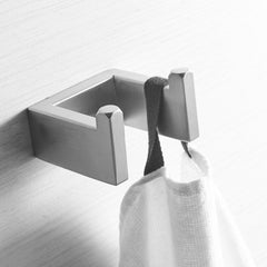 Simple Double Towel Hook, SUS304 Stainless Steel Bath Towel Holder, Bathroom Double Robe Hook, Hand Towel Hanger Wall Mount, Brushed Nickel