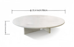 White natural marble coffee table, living room table,natural stone, Ø35.4 h9.8 Inch/Ø90 h25 cm, genuine marble, real marble