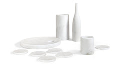 White natural marble dining room accessories set, natural stone, luxury 10 pcs set, genuine marble, real marble