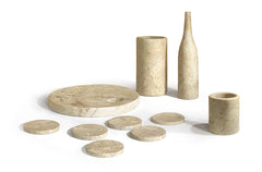 Gold Yellow Beige natural marble dining room accessories set, natural stone, luxury 10 pcs set, genuine marble, real marble
