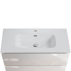 BB0936Y311, Integrated white ceramic basin, drain assembly NOT included