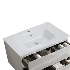 BB0936Y311, Integrated white ceramic basin, drain assembly NOT included