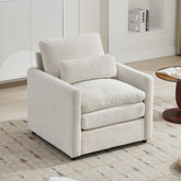 31.9" Cozy Upholstered Armchair Oversized Comfy Cloud Sofa Double Cushion Single Sofa Plush Cushion Armchair for Living Room, Beige