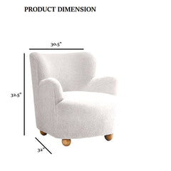 Contemporary Style White Finish Accent Chair Curved Backrest Ball Feet Sloped Arms Primary Living Room