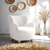Contemporary Style White Finish Accent Chair Curved Backrest Ball Feet Sloped Arms Primary Living Room
