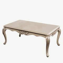 Traditional Style 1pc Coffee Table Curved Legs Carved Detail Design Gold Highlight Champagne Finish