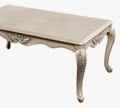 Traditional Style 1pc Coffee Table Curved Legs Carved Detail Design Gold Highlight Champagne Finish