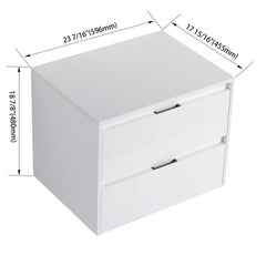 24" Bathroom Wall Cabinet, 2-Soft Close Drawer, Float Mounting Design, Glossy White,(KD-Packing)