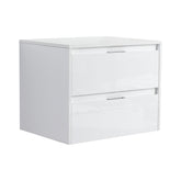 24" Bathroom Wall Cabinet, 2-Soft Close Drawer, Float Mounting Design, Glossy White,(KD-Packing)