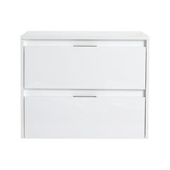 24" Bathroom Wall Cabinet, 2-Soft Close Drawer, Float Mounting Design, Glossy White,(KD-Packing)
