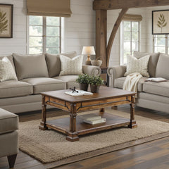 Barclay 48 inch Coffee Table, No Assembly Required, Rustic Acacia Finish
