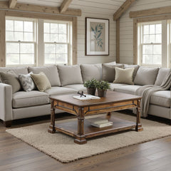 Barclay 48 inch Coffee Table, No Assembly Required, Rustic Acacia Finish