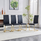 4-Pack Black PU Upholstered Dining Chairs - Modern High-Back Side Chairs with Luxury Gold-Plated Iron Tube Legs for Dining Room, Kitchen & Living Room