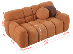 64.98 length ,35.83" deepth ,human body structure for USA people, marshmallow sofa,boucle sofa ,2 seater, LIGHT BROWN BOUCLE