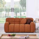 64.98 length ,35.83" deepth ,human body structure for USA people, marshmallow sofa,boucle sofa ,2 seater, LIGHT BROWN BOUCLE