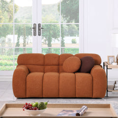64.98 length ,35.83" deepth ,human body structure for USA people, marshmallow sofa,boucle sofa ,2 seater, LIGHT BROWN BOUCLE