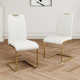 Modern Dining Chairs with Faux Leather Padded Seat Dining Living Room Chairs Upholstered Chair with gold Metal Legs Design for Kitchen, Living, Bedroom, Dining Room Side Chairs Set of 2
