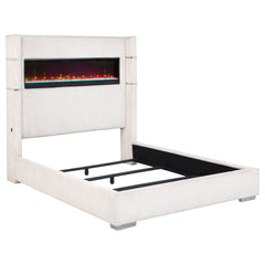 Judah Cream Upholstered Queen Flame Visualizer Bed