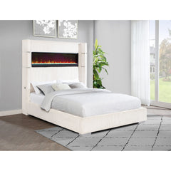 Judah Cream Upholstered Queen Flame Visualizer Bed