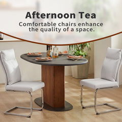 Dining chair set (2 pieces) modern leather imitation soft cushion dining chair, with soft cushion backrest and electroplated legs, suitable for kitchen/living room/dining room, white