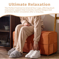Ottoman Foot Rest Soft and Comfortable Ottoman Square Corduroy Woven Design Sofa Stool Brown